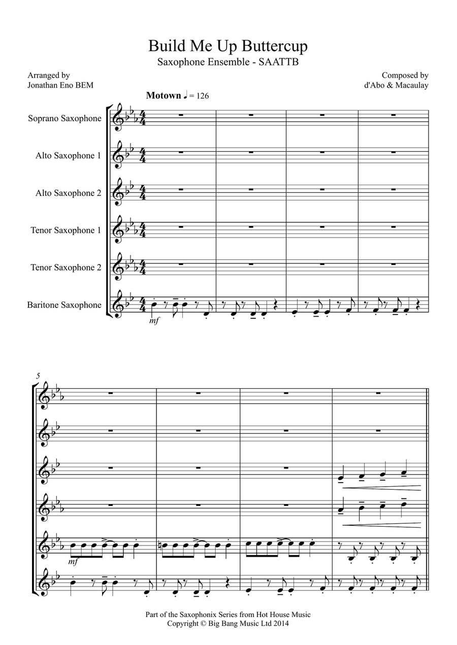 Build Me Up, Buttercup Woodwind Ensemble scores gallery preview page 1