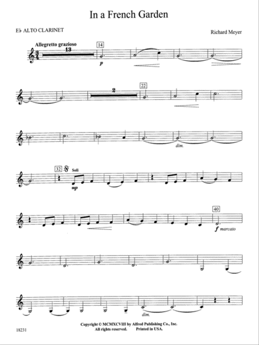 In a French Garden: E-flat Alto Clarinet Concert Band scores gallery preview page 1