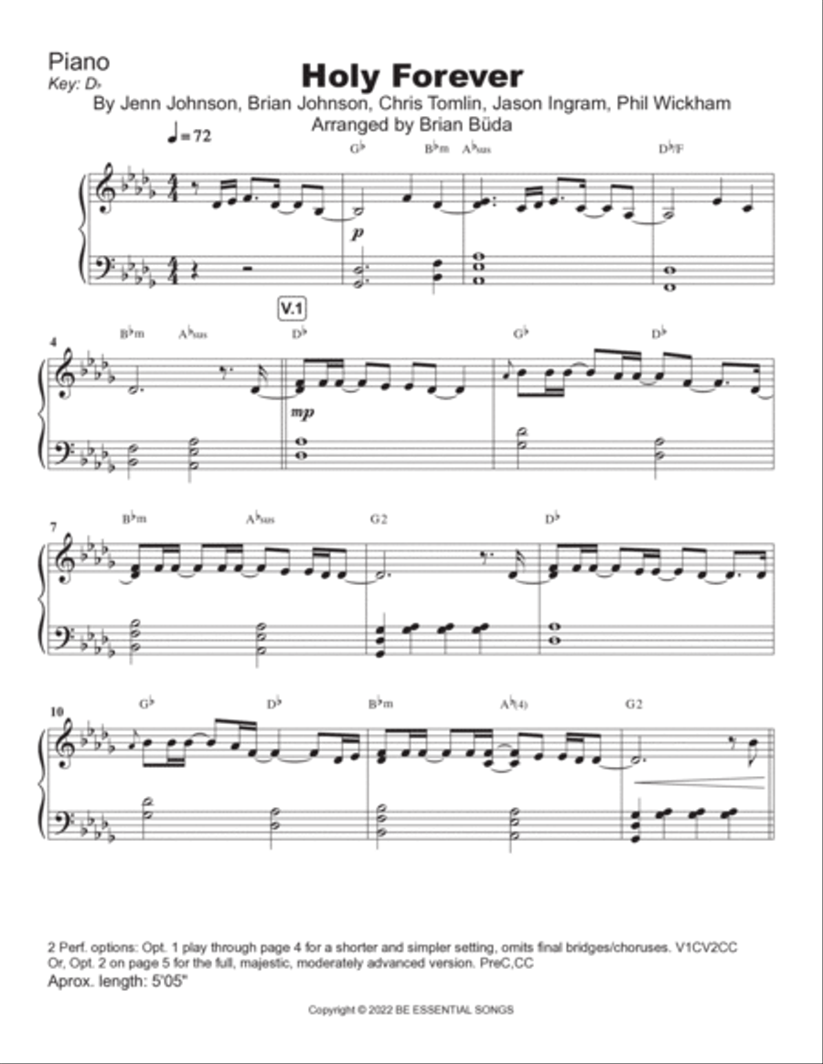 Holy Forever Piano Solo scores gallery preview page 2