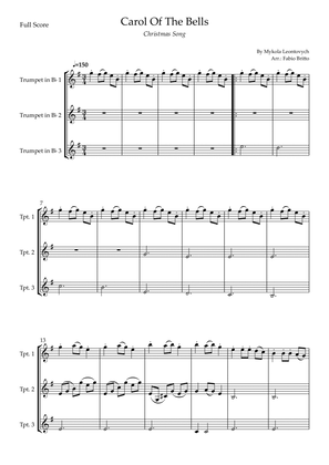 Book cover for Carol Of The Bells (Christmas Song) for Trumpet in Bb Trio (D Minor)
