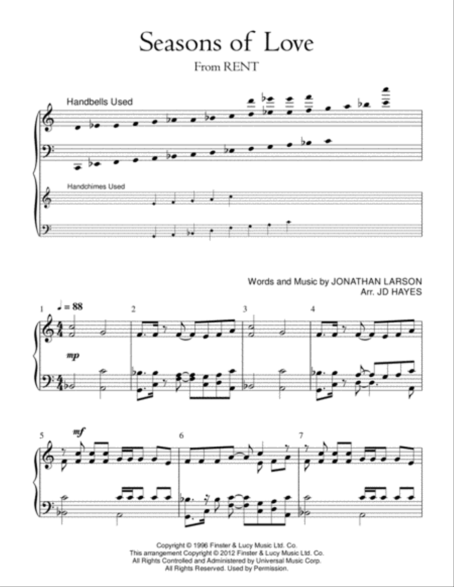 Seasons Of Love Seasons Of Love Handbell Choir scores gallery preview page 1