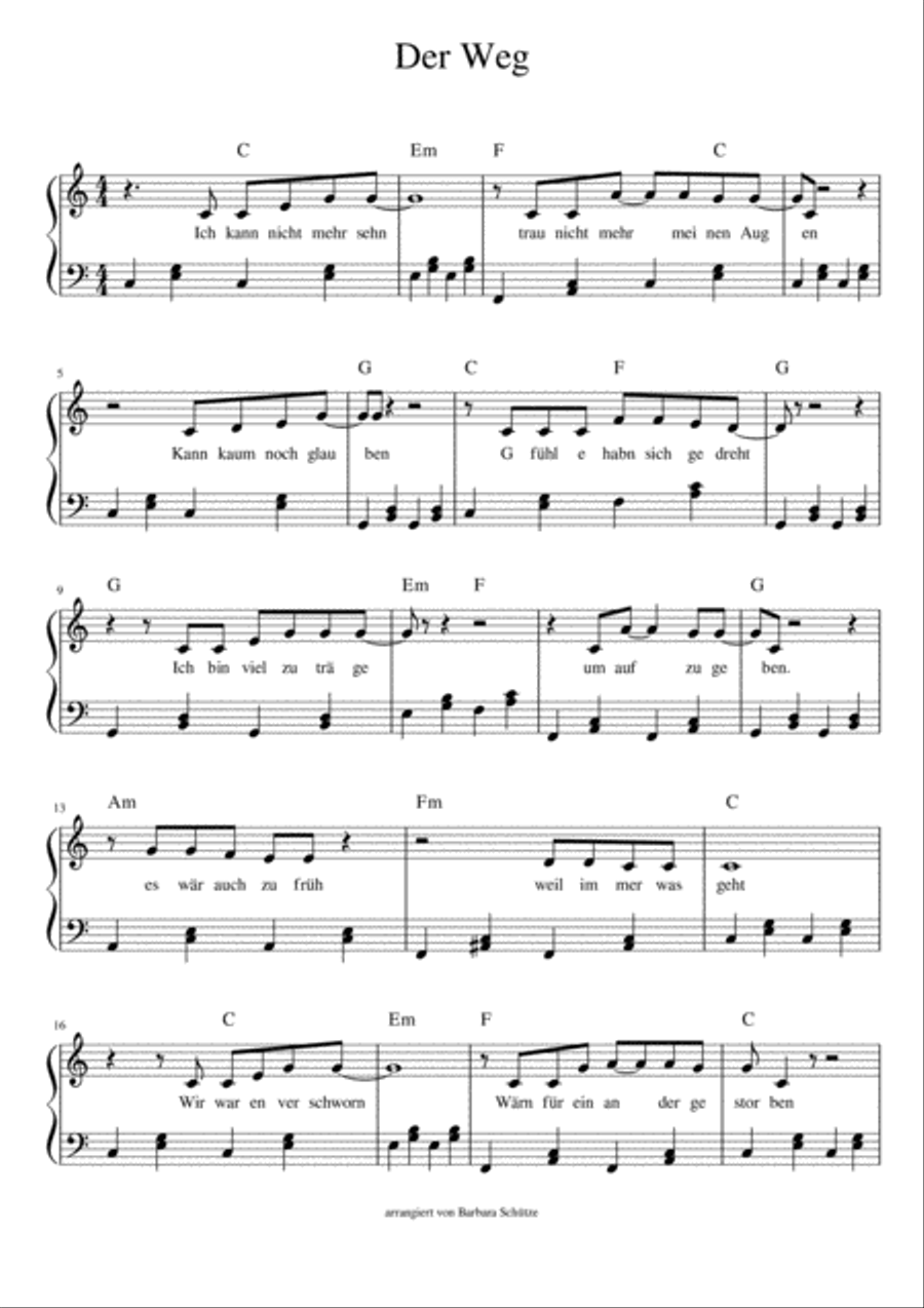 Der Weg Der Weg Piano Solo scores gallery preview page 1