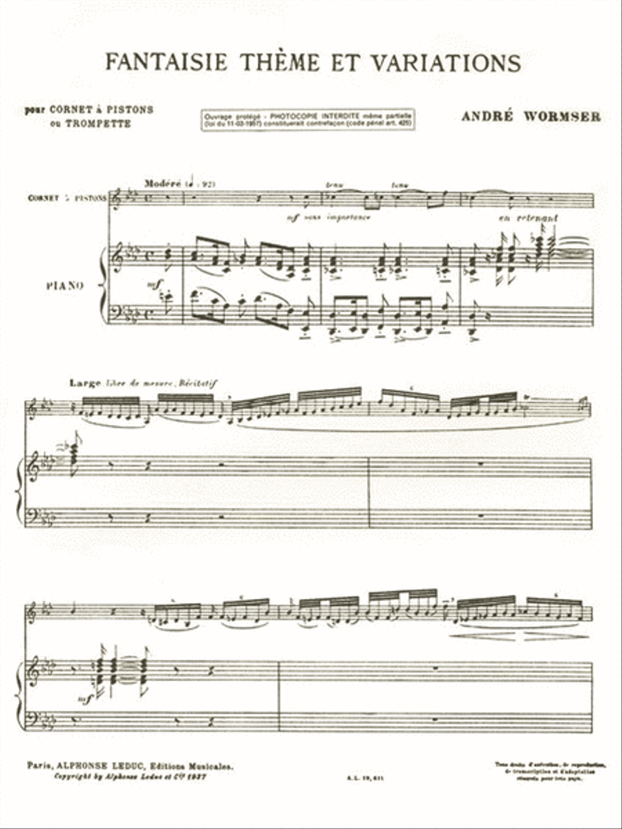 Fantaisie, Theme et Variations Trumpet Solo scores gallery preview page 2