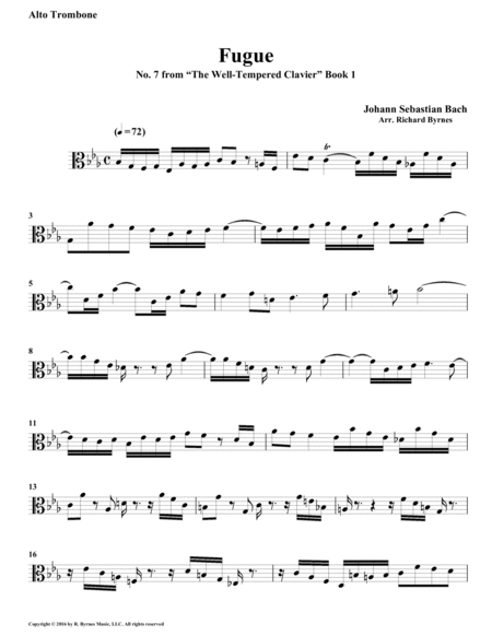 Fugue 07 from Well-Tempered Clavier, Book 1 (Trombone Quartet) image number null