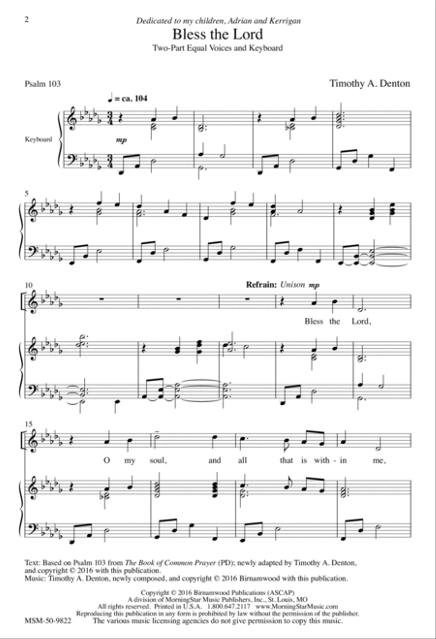 Bless the Lord Bless the Lord 2-Part scores gallery preview page 2