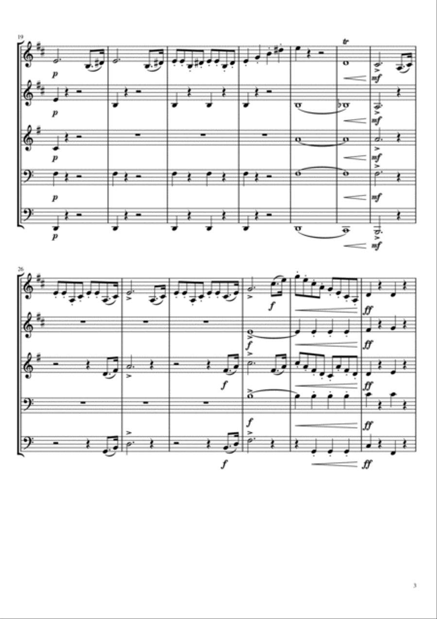 Beethoven Symphony No. 1 Movement I Brass Quintet scores gallery preview page 3