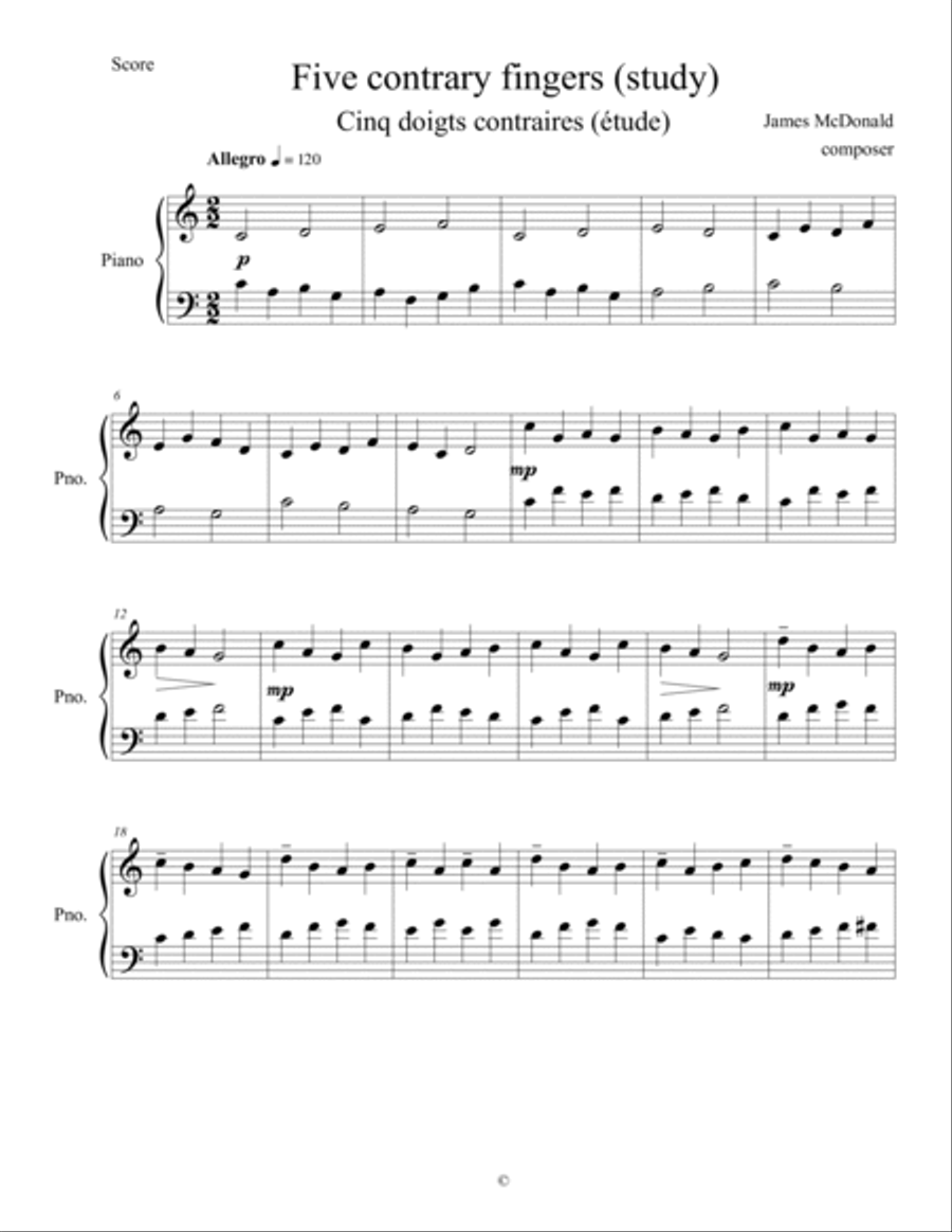 Five contrary fingers Five contrary fingers Piano Method scores gallery preview page 2