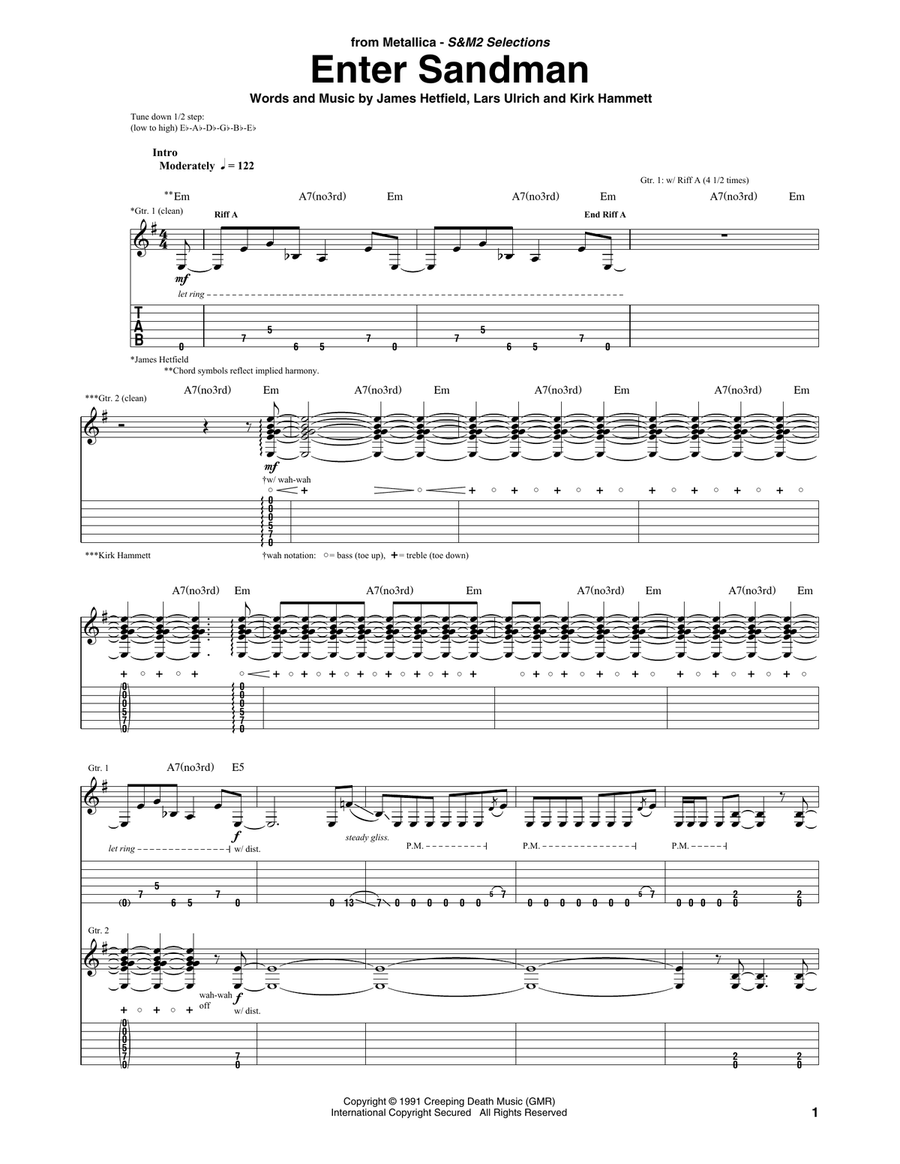 Enter Sandman Acoustic Guitar scores gallery preview page 1