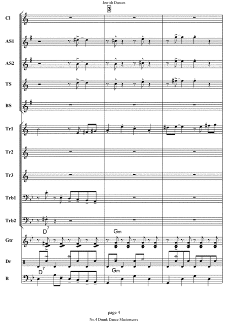 Jewish Dances. No.4, Drunk Dance. Concert Band scores gallery preview page 4