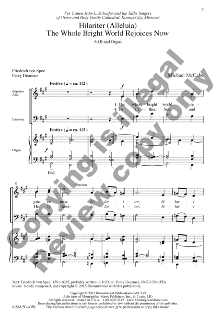 Hilariter (Alleluia): The Whole Bright World Rejoices Now 3-Part scores gallery preview page 2