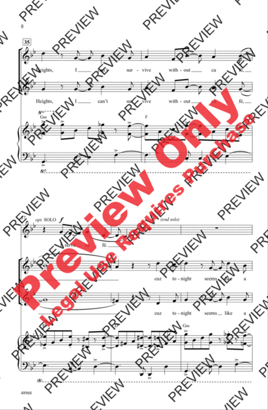 In the Heights (Choral Highlights) 2-Part scores gallery preview page 8