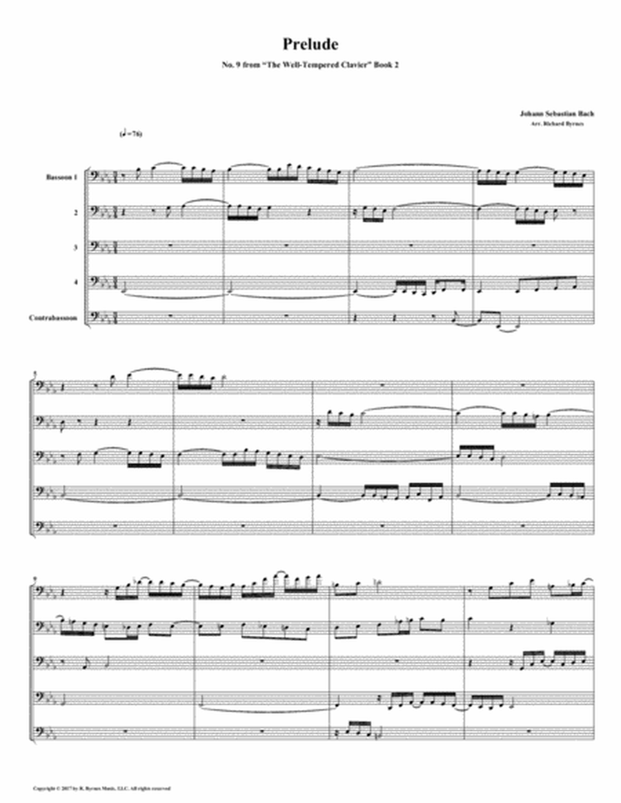 Prelude 09 from Well-Tempered Clavier, Book 2 (Bassoon Quintet) image number null