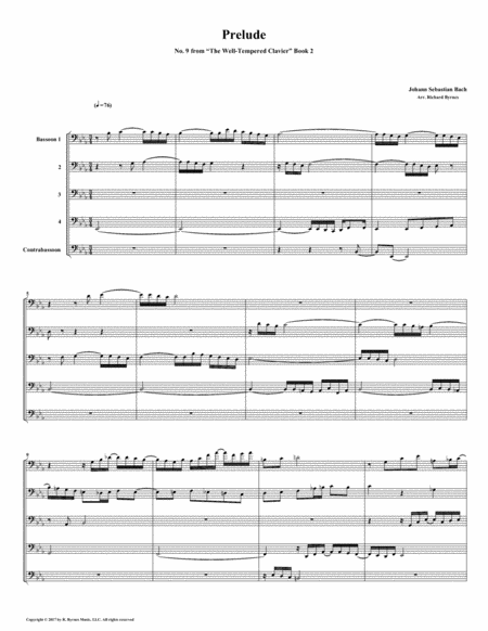 Prelude 09 from Well-Tempered Clavier, Book 2 (Bassoon Quintet) image number null