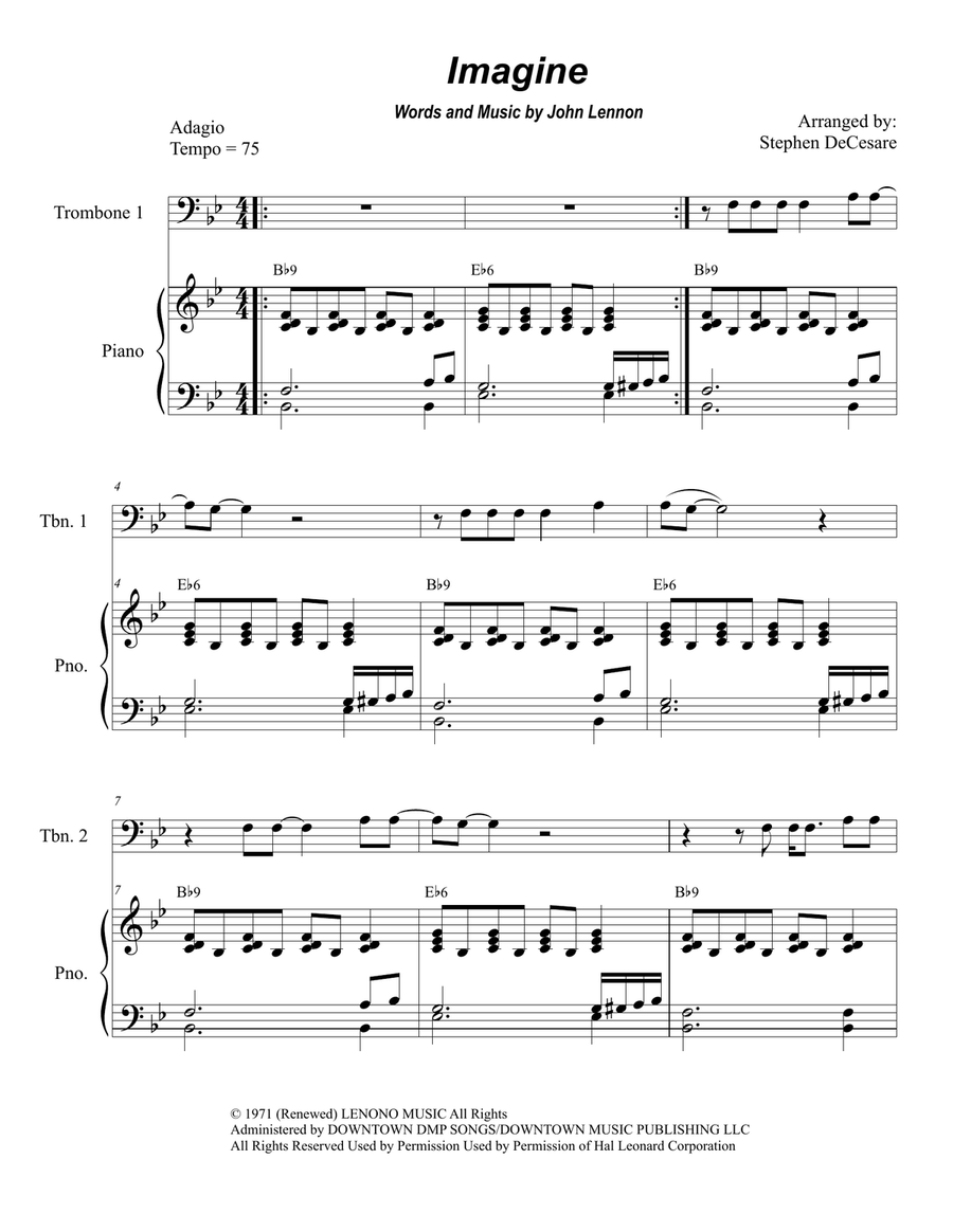 Imagine Trombone Duet scores gallery preview page 1