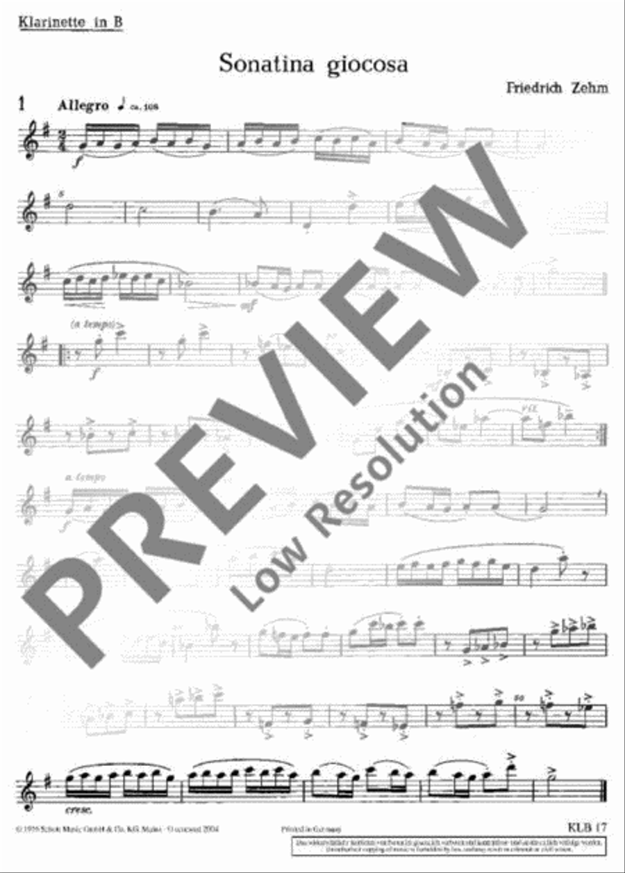 Sonatina giocosa Clarinet Solo scores gallery preview page 9