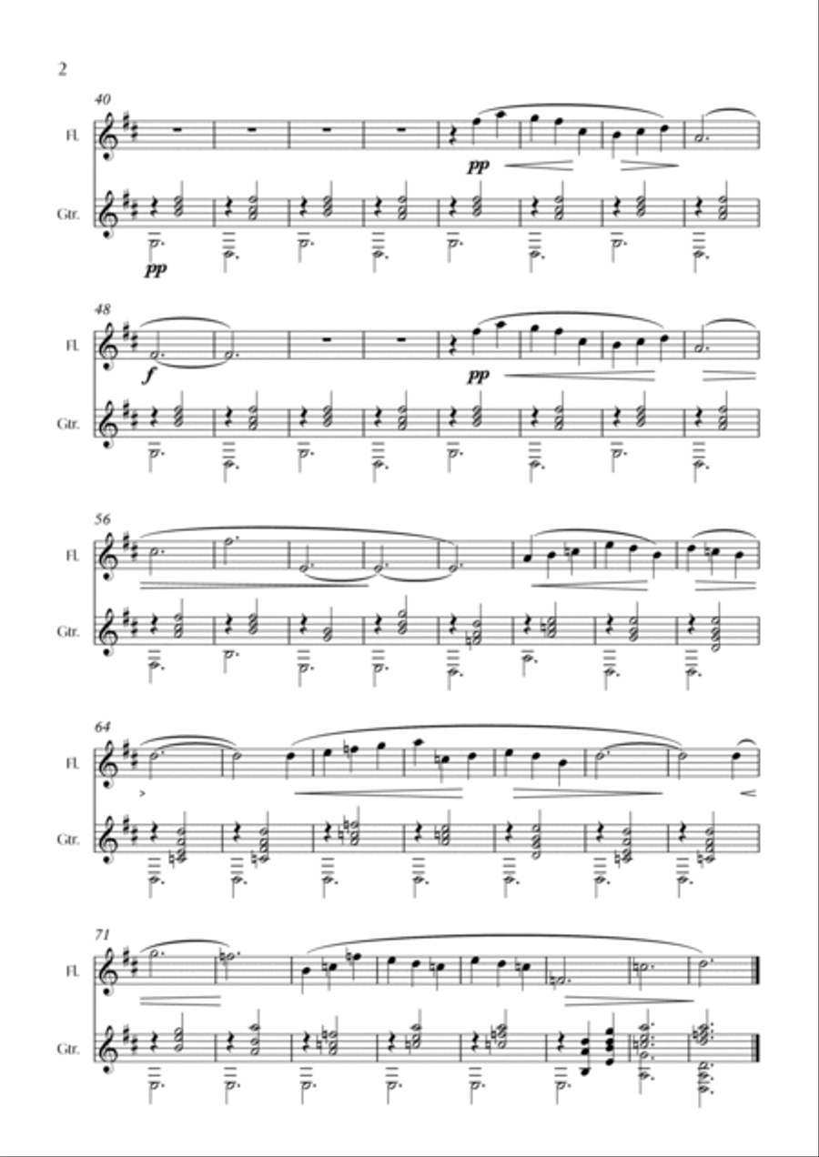 Gymnopedie 1 - guitar and flute Chamber Music scores gallery preview page 3