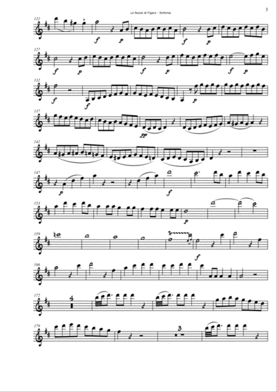 W.A. Mozart Le Nozze di Figaro (The Marriage of Figaro) SINFONIA for Clarinet Choir Set of Parts Clarinet Choir scores gallery preview page 3