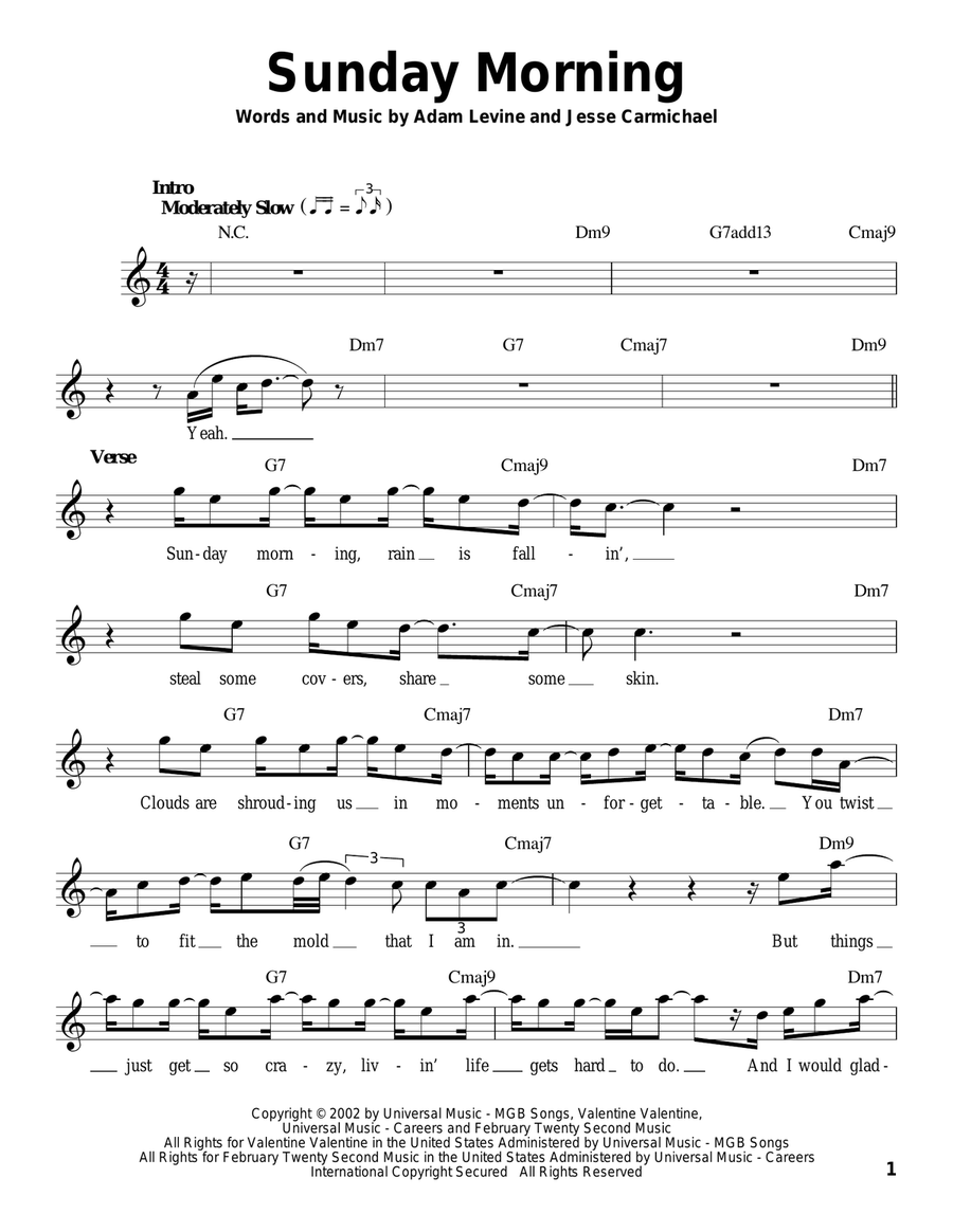Sunday Morning Acoustic Guitar scores gallery preview page 1