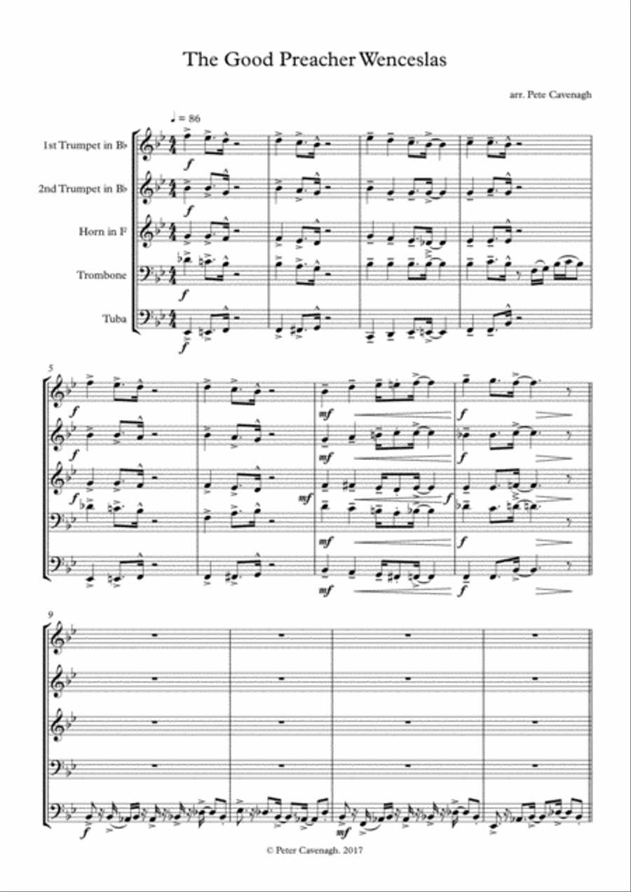 Silent Night Blues for Brass Quintet 2017 Holiday Contest Entry Brass Quintet scores gallery preview page 1