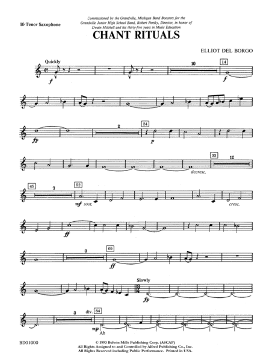Chant Rituals: B-flat Tenor Saxophone Concert Band scores gallery preview page 1