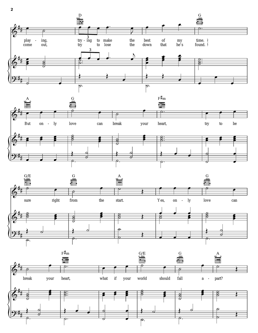 Only Love Can Break Your Heart Piano, Vocal, Guitar scores gallery preview page 2