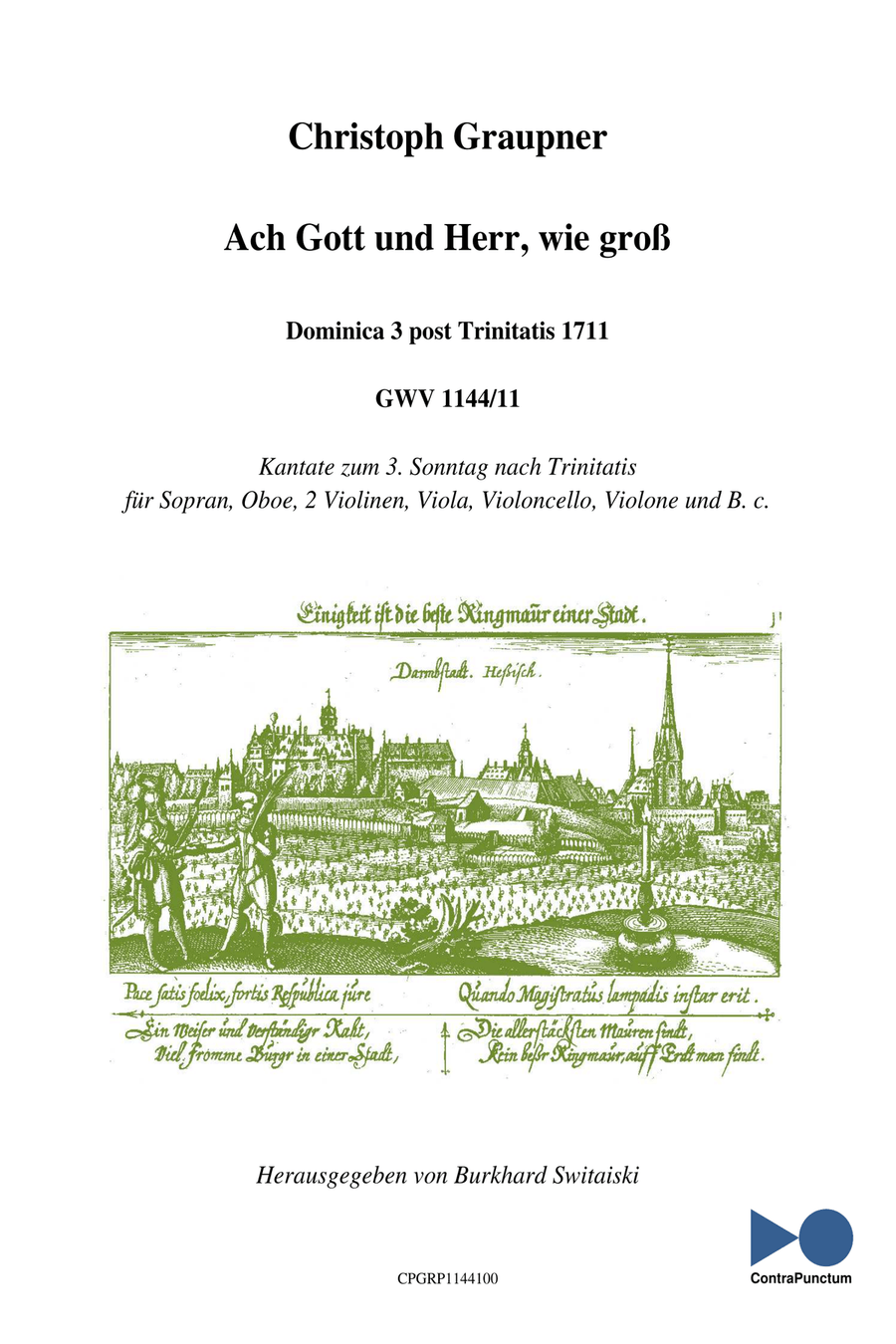 Graupner Christoph Cantata Ach Gott und Herr wie groß GWV 1144/11 String Orchestra scores gallery preview page 1