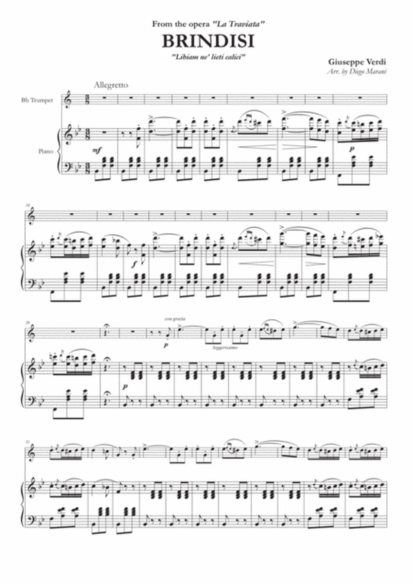 Brindisi from "La Traviata" for Trumpet and Piano image number null
