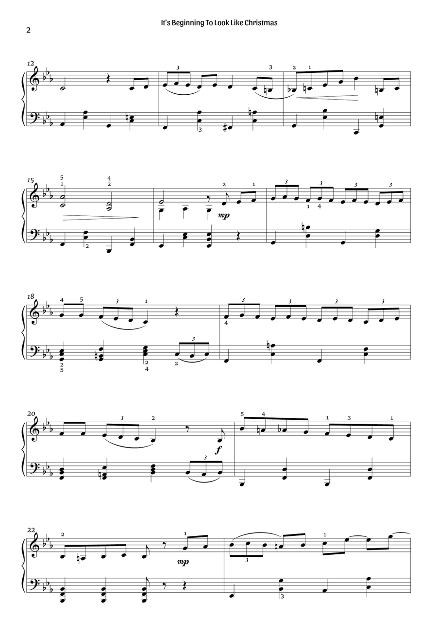 It's Beginning To Look Like Christmas Piano Solo scores gallery preview page 2