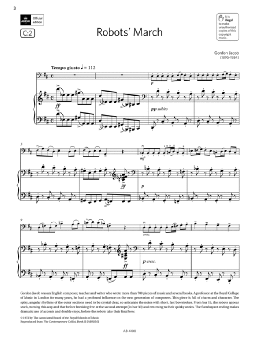 Robots' March (Grade 5, C2, from the ABRSM Cello Syllabus from 2024) Cello Solo scores gallery preview page 3