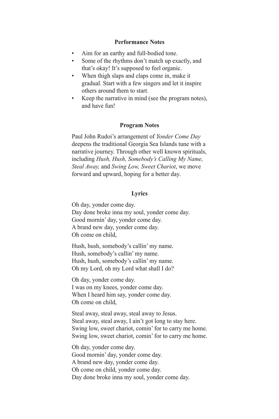 Yonder Come Day 4-Part scores gallery preview page 1
