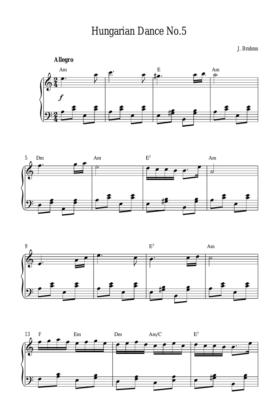 Hungarian Dance No.5 Piano Method scores gallery preview page 1