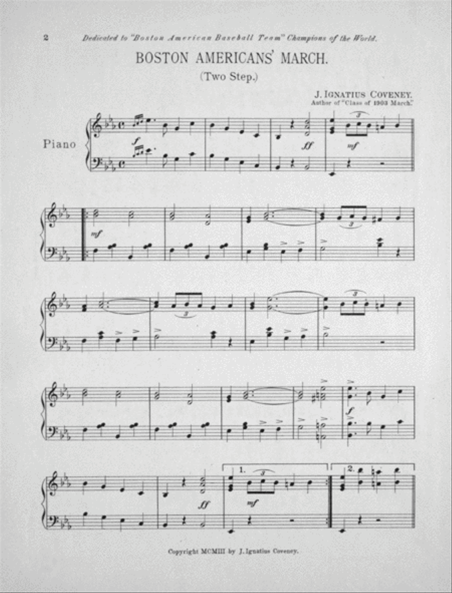 Boston Americans March Two Step Piano Solo scores gallery preview page 2