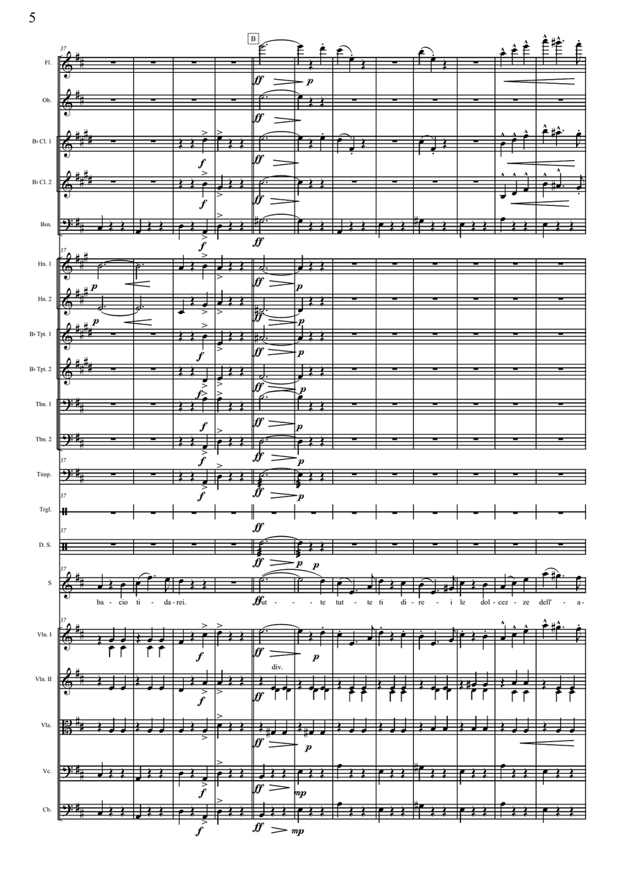 Il Bacio, The Kiss (For soprano and symphony orchestra) Full Orchestra scores gallery preview page 5