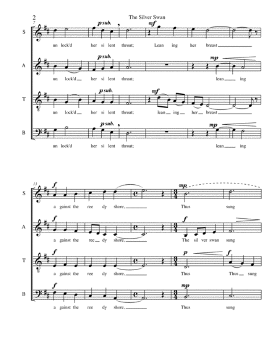 The Silver Swan 4-Part scores gallery preview page 2