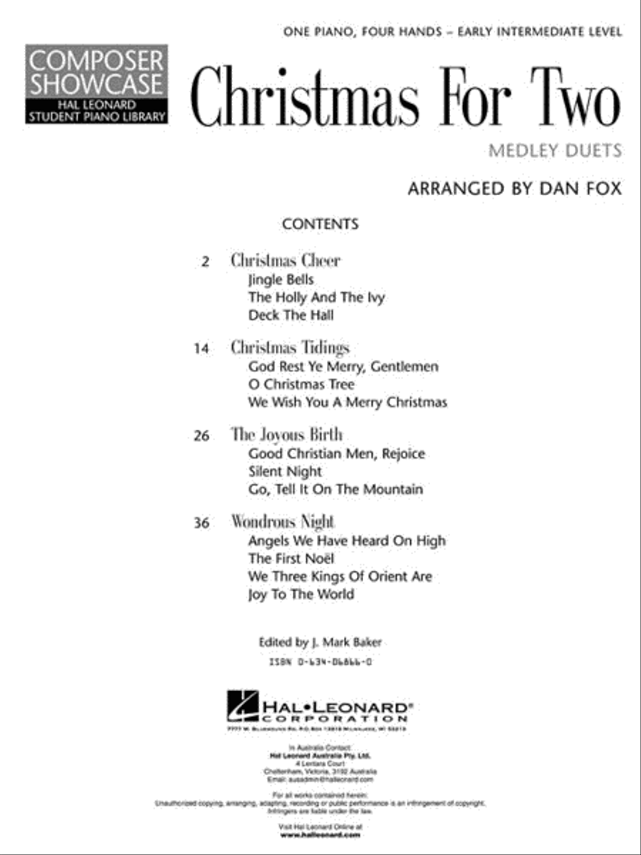 Christmas for Two – Medley Duets 1 Piano, 4-Hands scores gallery preview page 2