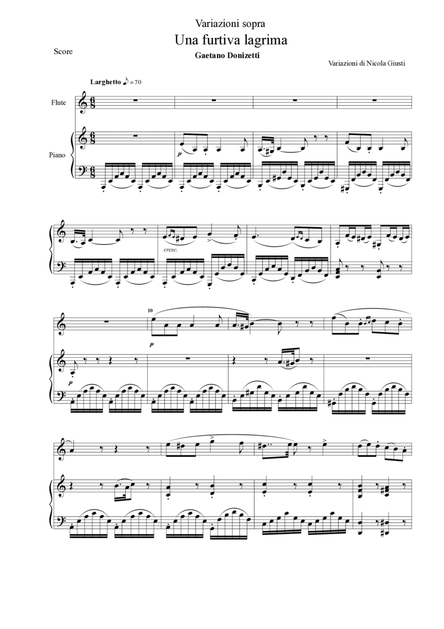 Una furtiva lagrima Chamber Music scores gallery preview page 1