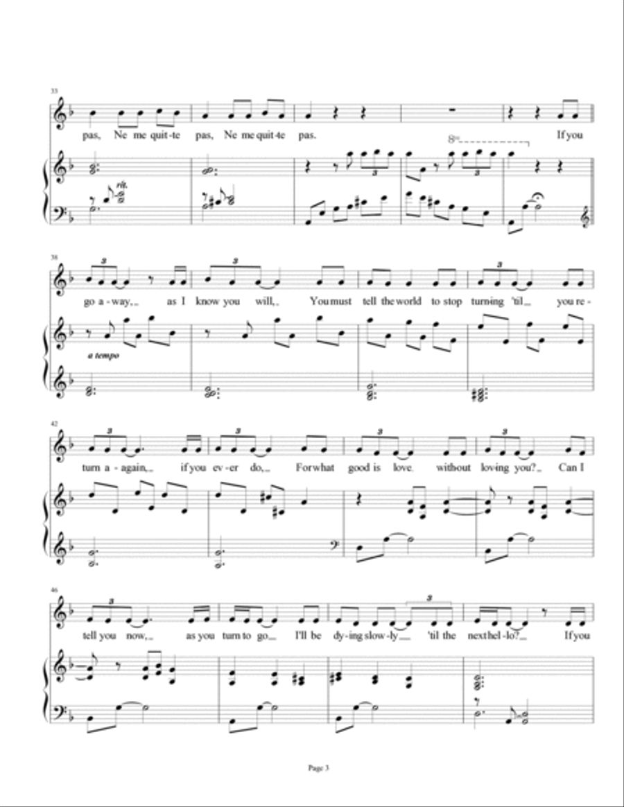 If You Go Away Piano, Vocal, Guitar scores gallery preview page 3