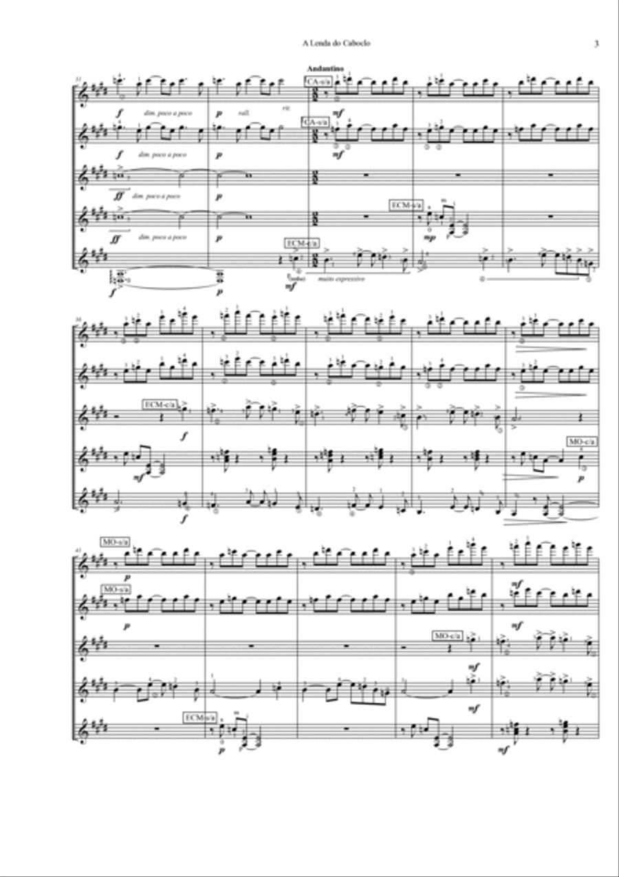 A lenda do Caboclo Guitar Ensemble scores gallery preview page 3