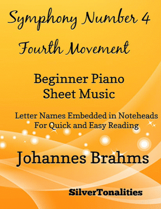 Book cover for Symphony Number 4 In E Minor 4th Mvt Beginner Piano Sheet Music