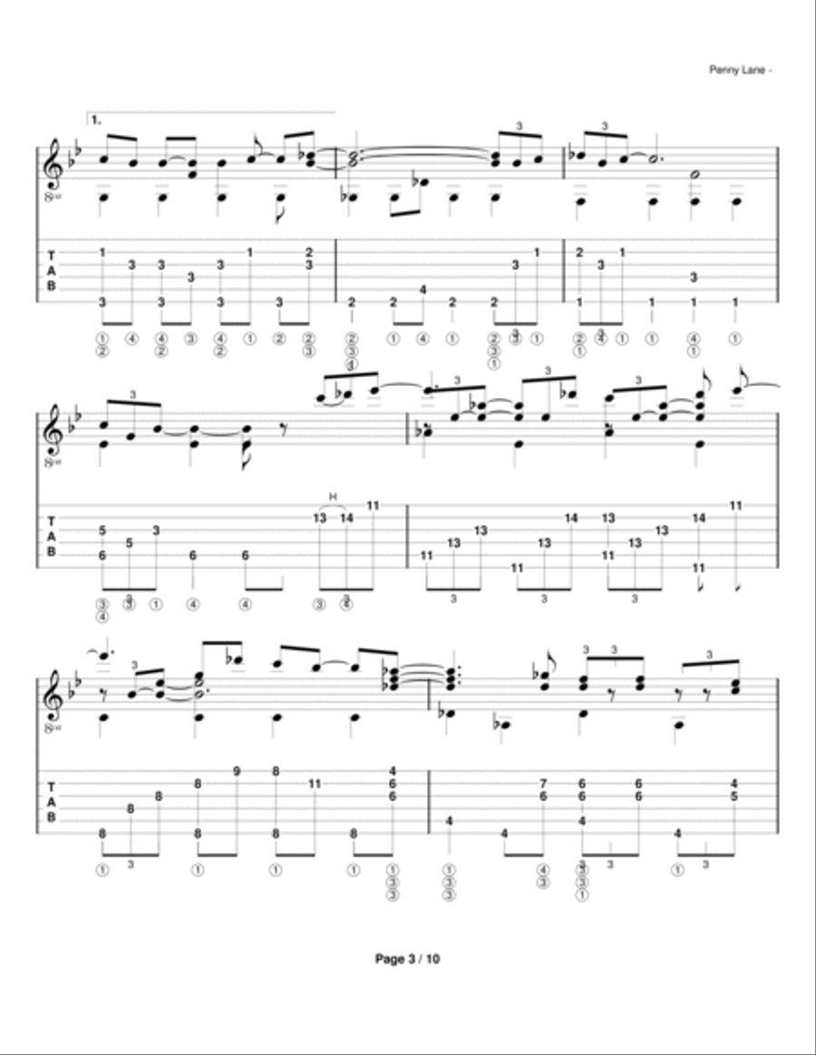Penny Lane Electric Guitar scores gallery preview page 3