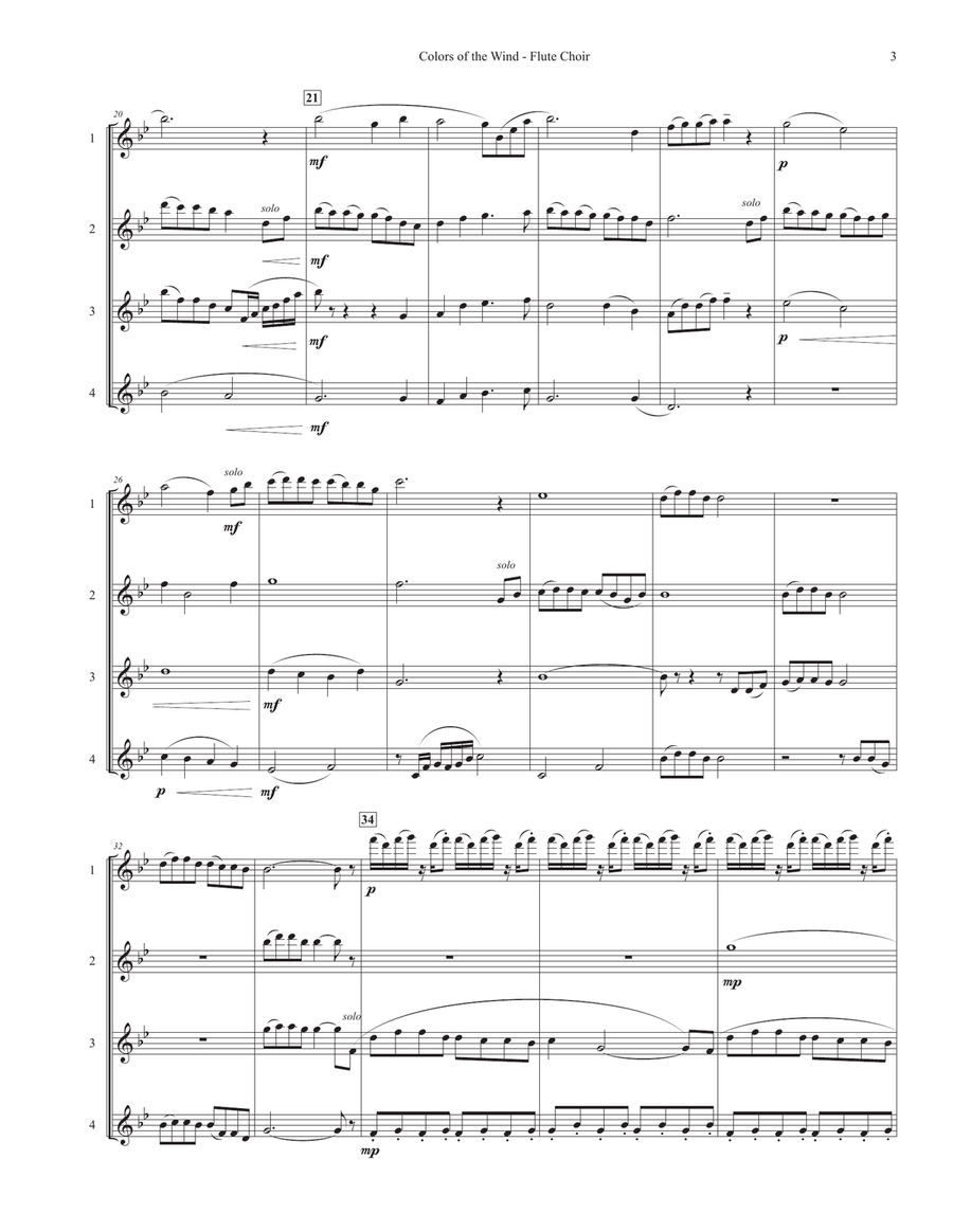 Colors Of The Wind Colors Of The Wind Flute Quartet scores gallery preview page 3