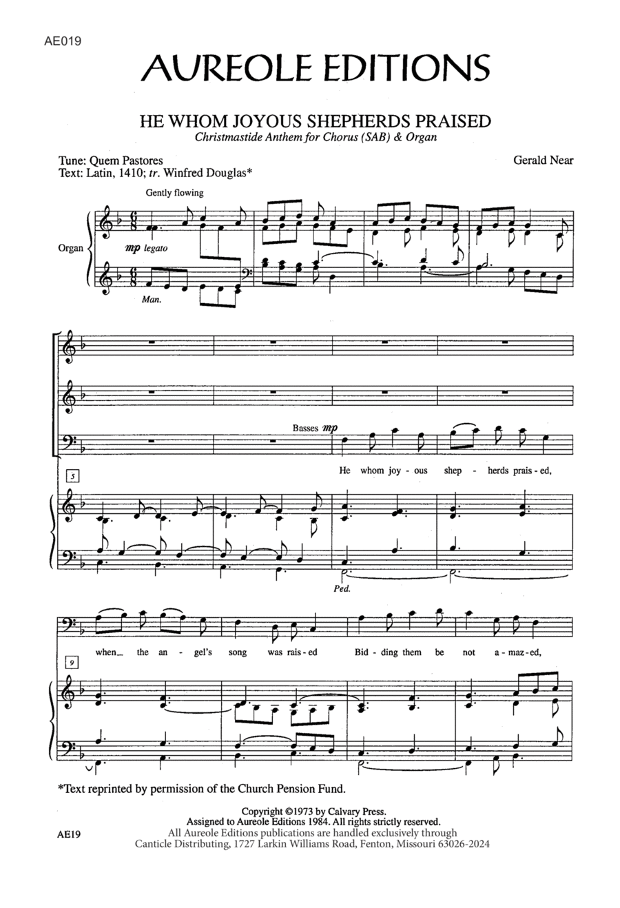 He Whom Joyous Shepherds Praised 3-Part scores gallery preview page 1