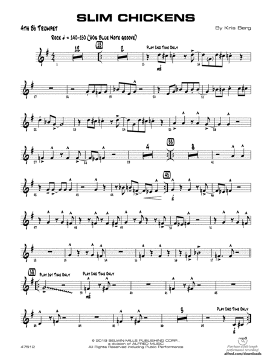 Slim Chickens: 4th B-flat Trumpet Jazz Ensemble scores gallery preview page 1