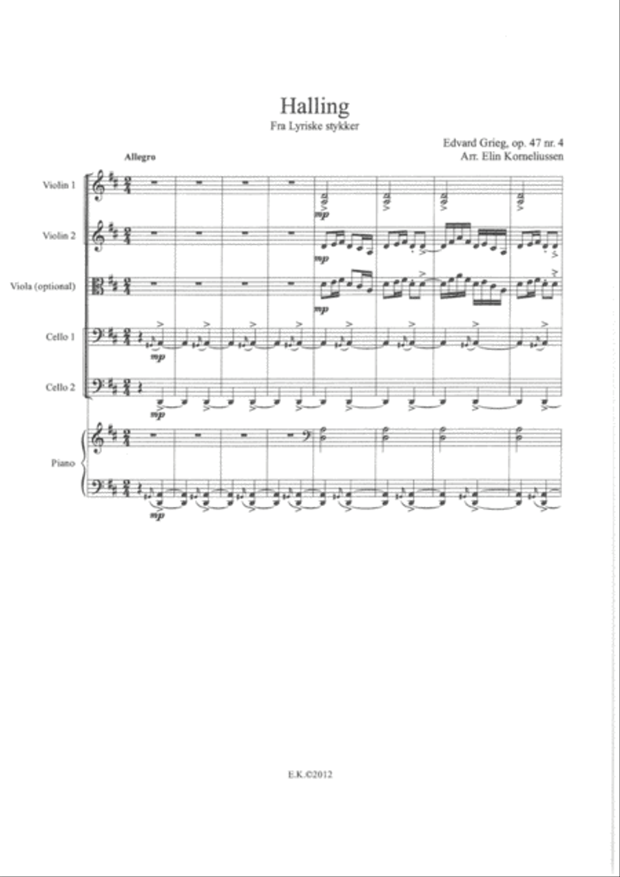 Edvard Grieg Lyric Pieces for String Orchestra: Halling, op. 47 no. 4 String Orchestra scores gallery preview page 2