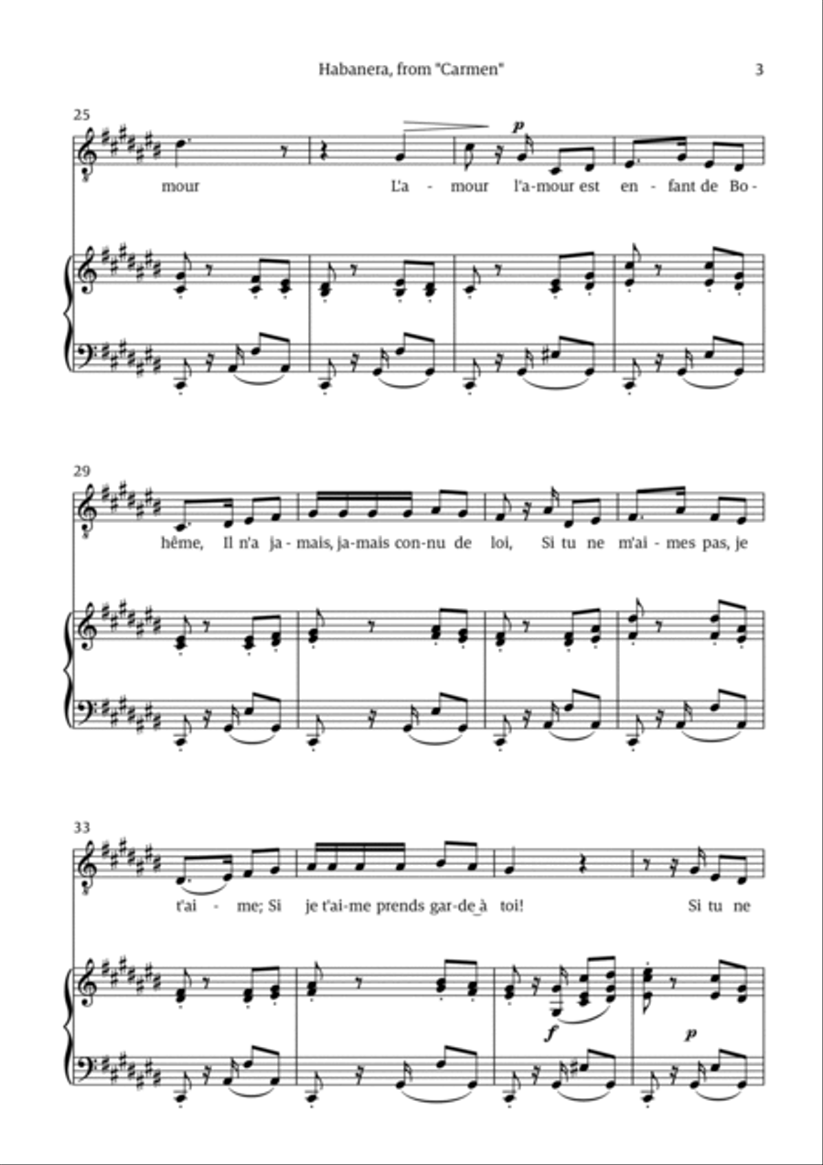 Habanera (for tenor - C# minor/major) Chamber Music scores gallery preview page 3