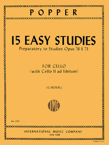 15 Easy Studies (1st pos.) (Preparatory to Op. 73 and 76) (with 2nd cello ad lib.) (WOERL)