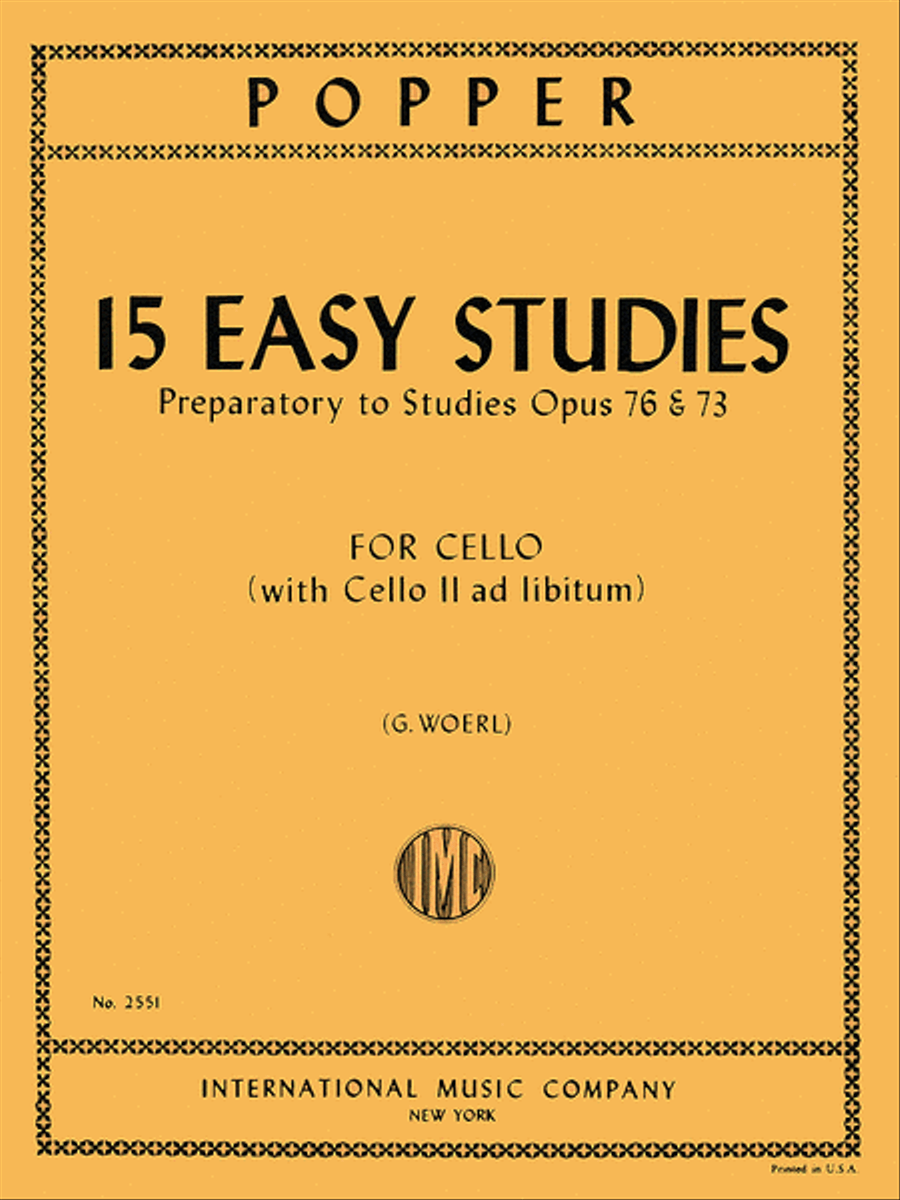 15 Easy Studies (1St Pos.) (Preparatory To Opus 73 & 76) (With 2Nd Cello Ad Lib.)