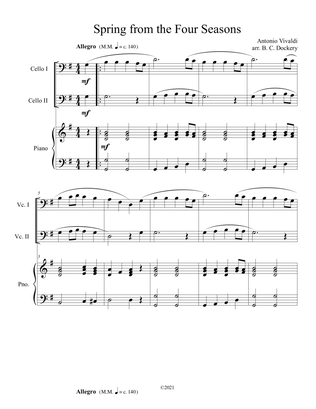 Spring from the Four Seasons (Cello Duet) with piano accompaniment