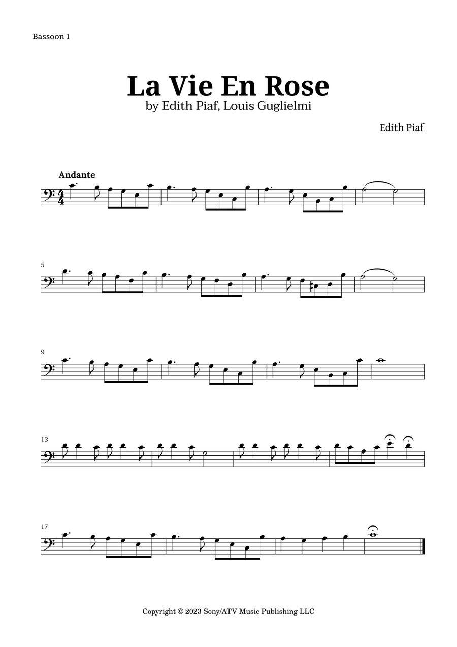 La Vie En Rose Woodwind Duet scores gallery preview page 2