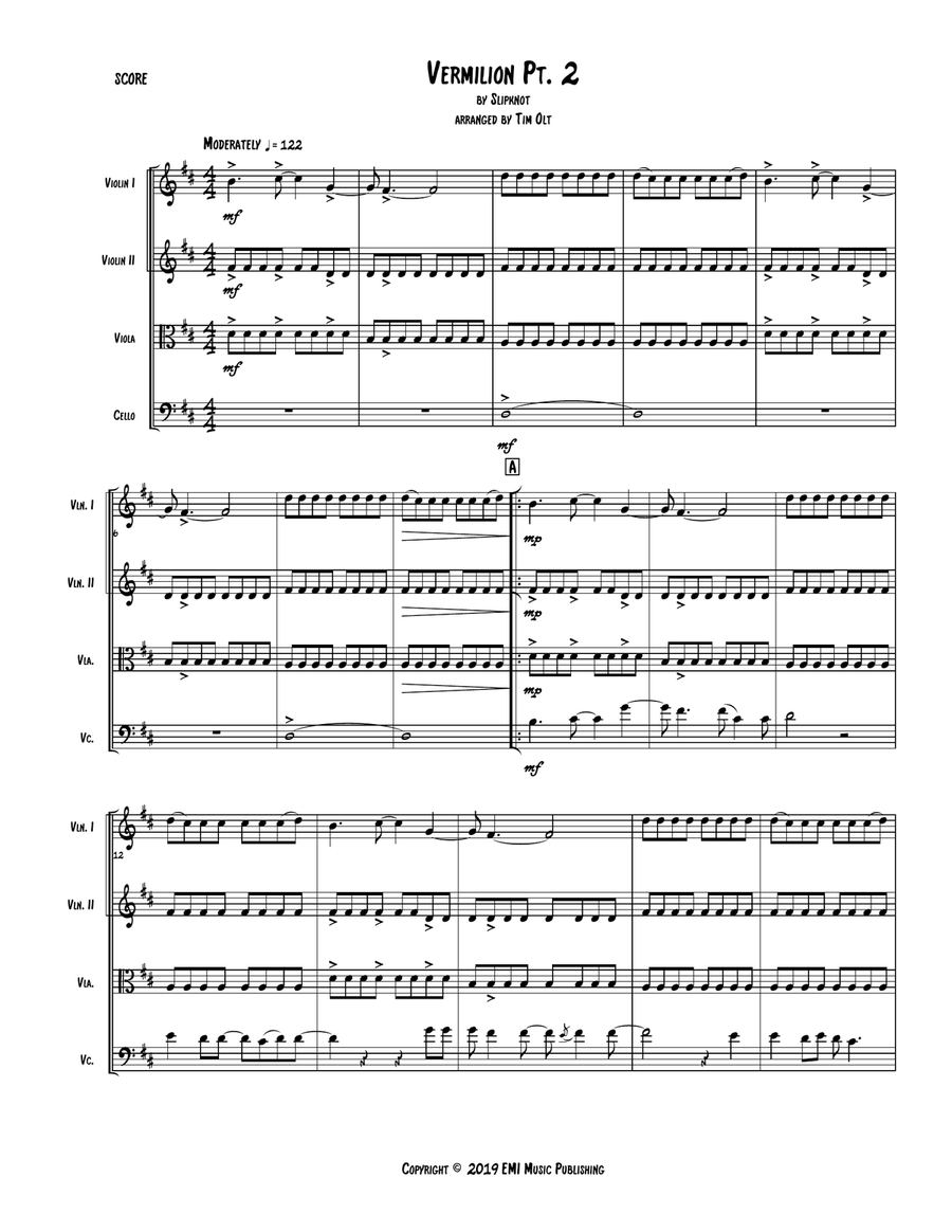 Vermillion Vermillion String Quartet scores gallery preview page 1